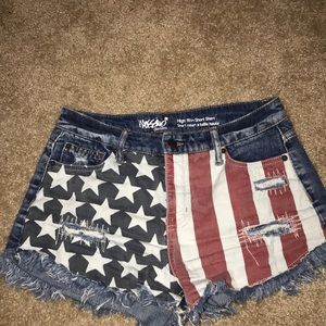 American flag denim shorts